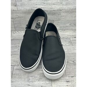 Vans Slip On Perforated Leather Sneakers Black White Women US 8.5‎